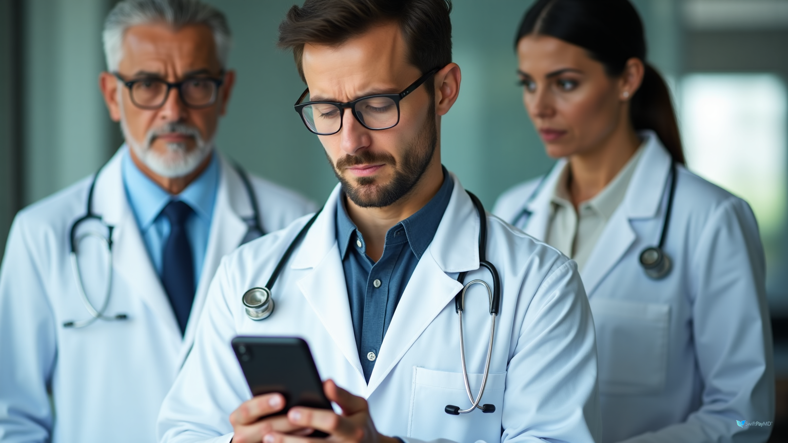 physician using mobile charge capture software with computer vision technology documenting professional services in hospital ED and inpatient setting showing real-time billing versus traditional batch entry superbills for physician practice revenue optimization